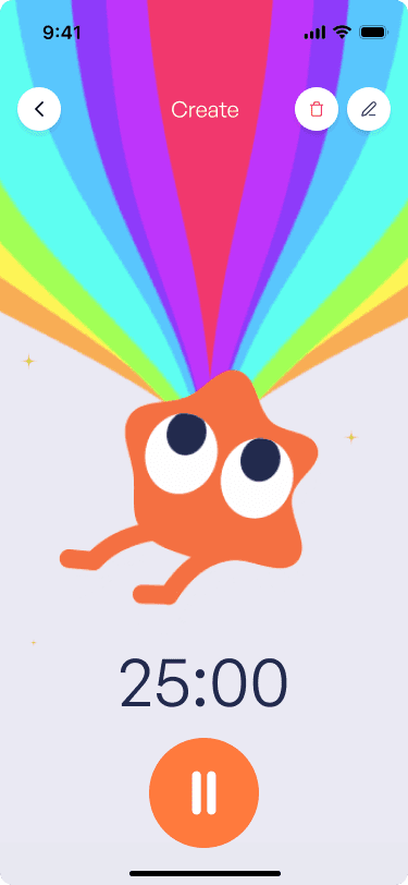 Animated create timer screen